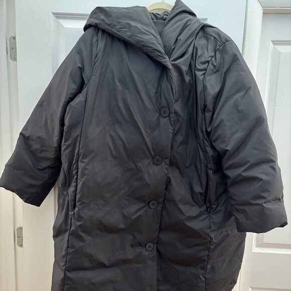Eileen Fisher Puffer Puff Down Coat Jacket with Hood 3X - Picture 1 of 9